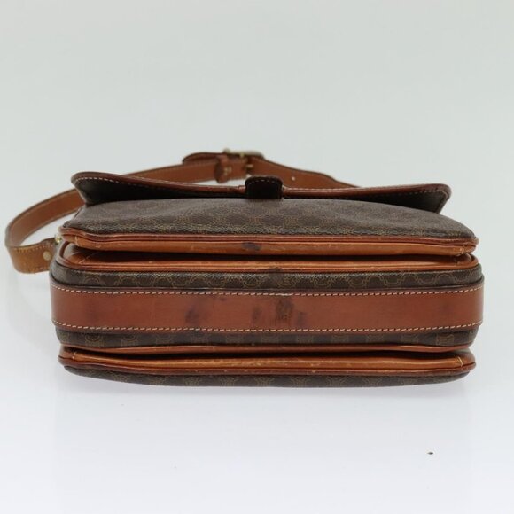 CELINE Macadam Canvas Shoulder Bag PVC Leather Brown Gold Auth 116597 - Picture 6 of 16